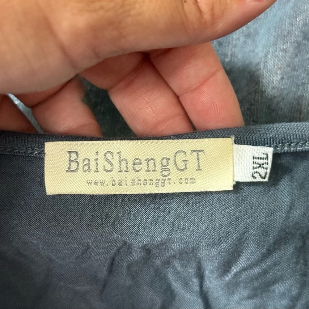 Women’s Size 2XL Chic Sheer Overlay Blue Blouse - Picture 13 of 15